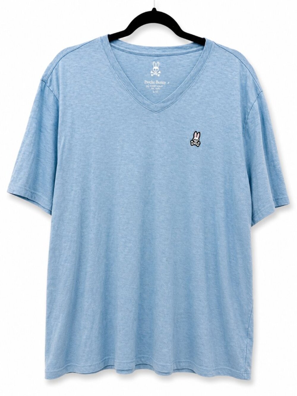 Psycho Bunny Casual Luxe Men’s Size 7 XL Blue Pima Cotton V Neck Logo T Shirt
